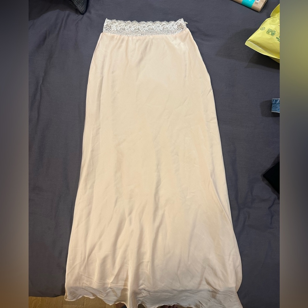 Princess Polly Cream Maxi Skirt with Lace Detail